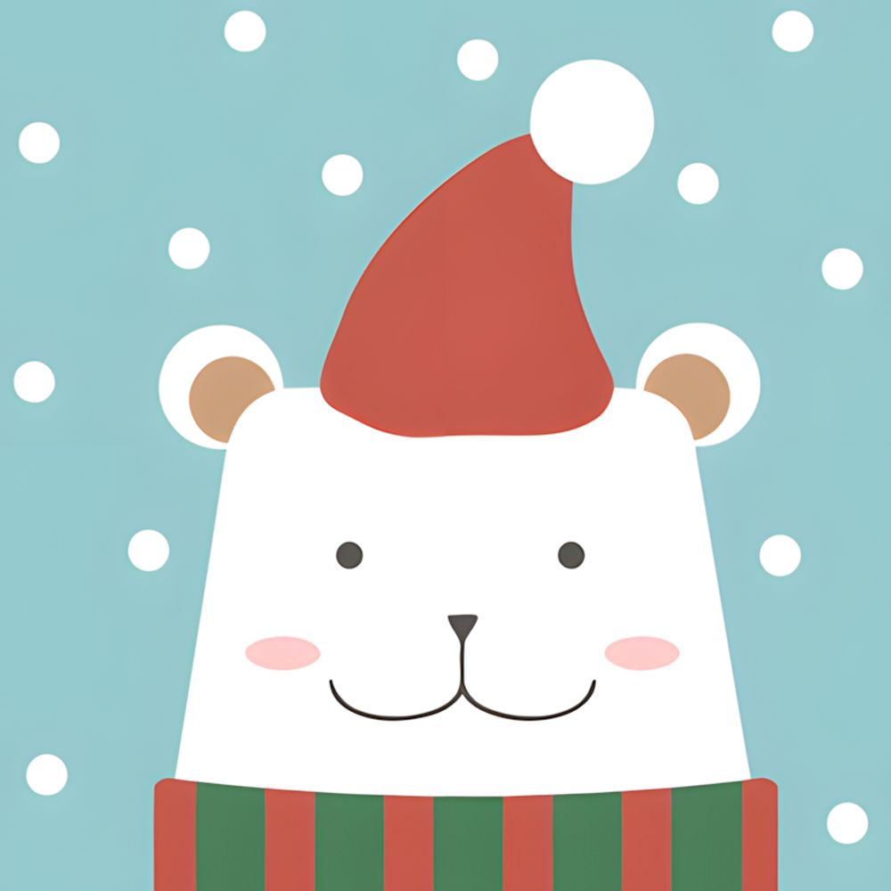 Cartoonbeer met Kerstmuts Schilderen op Nummers