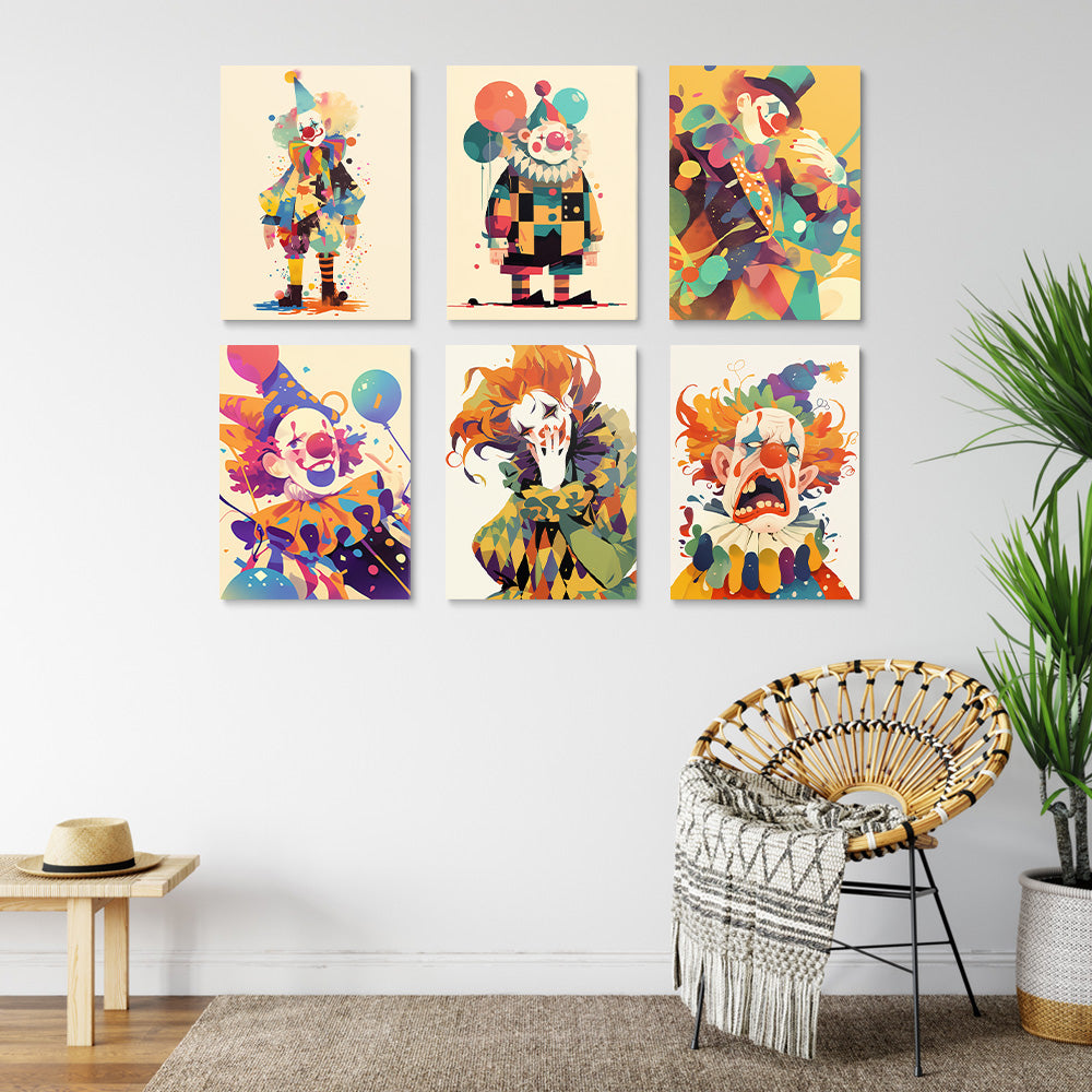 Cartoonstijl Clown 6 Stuks Mini Schilderen op Nummers