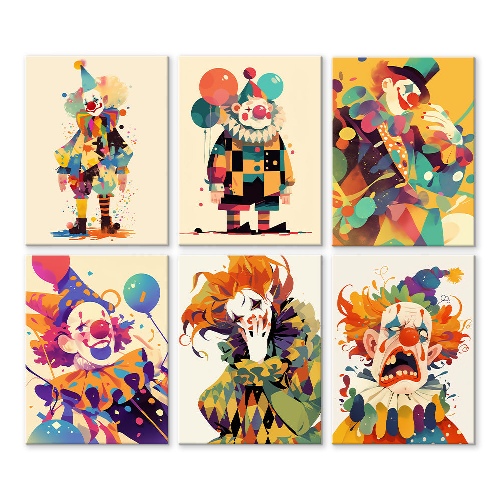 Cartoonstijl Clown 6 Stuks Mini Schilderen op Nummers