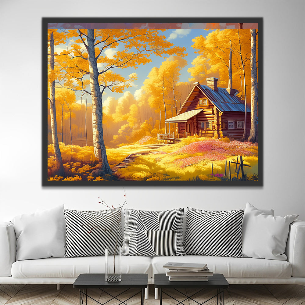 Chalet in het Gouden Bos Schilderen op Nummers