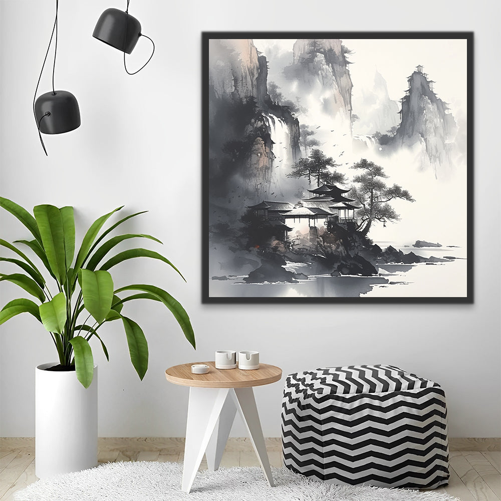 Chinees Schilderij Verborgen in de Bergen Schilderen op Nummers