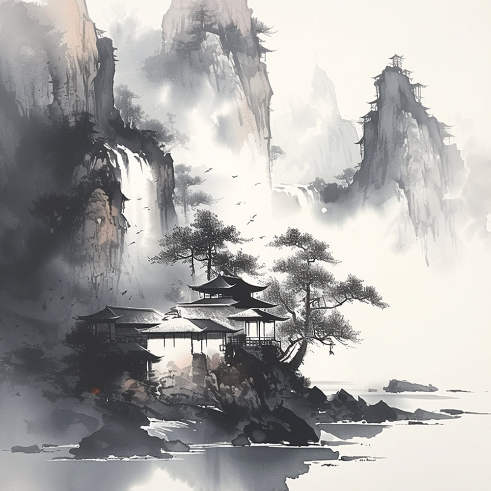 Chinees Schilderij Verborgen in de Bergen Schilderen op Nummers