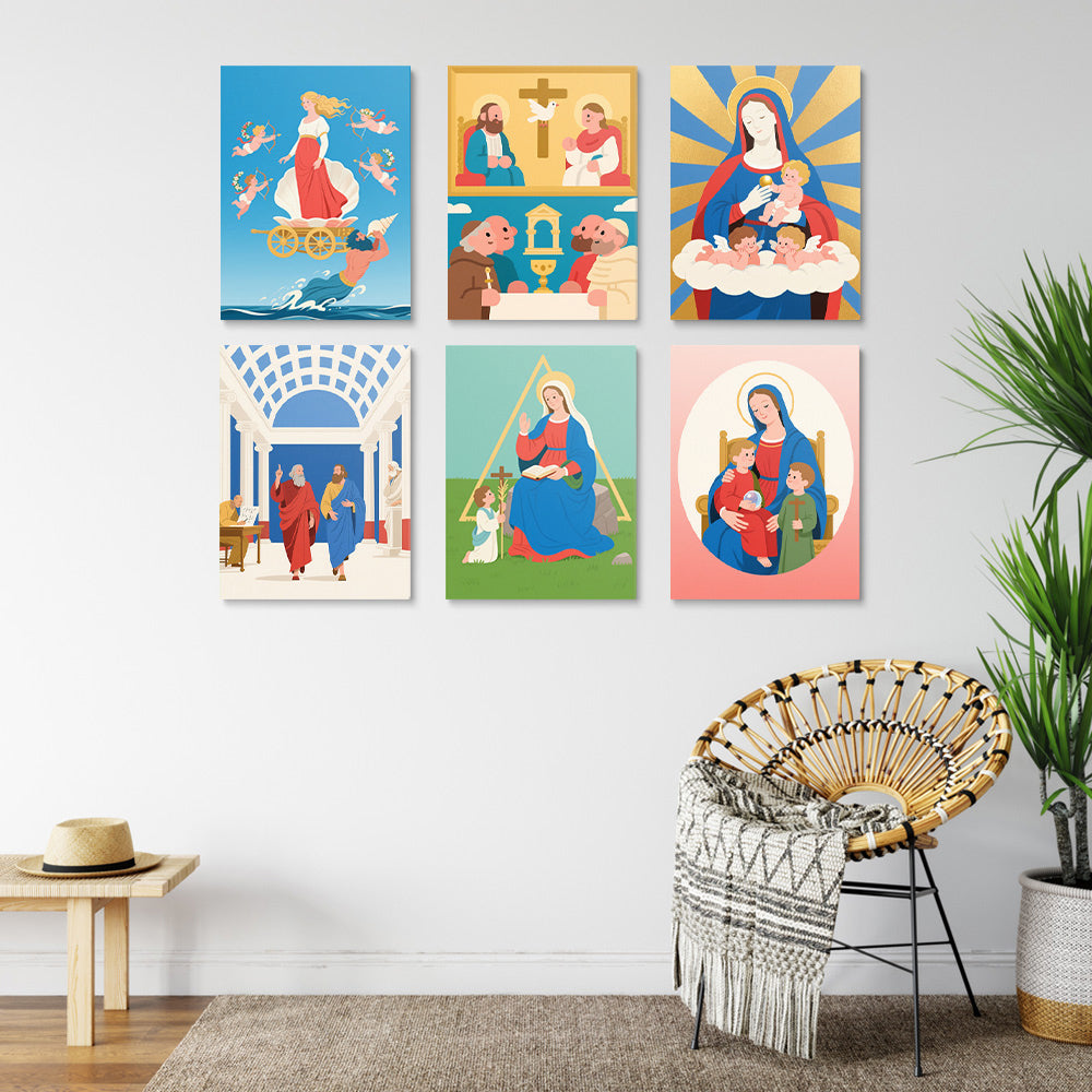 Christelijke Mythologie 6 Stuks Mini Schilderen op Nummers