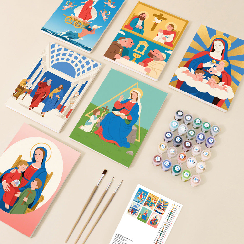 Christelijke Mythologie 6 Stuks Mini Schilderen op Nummers