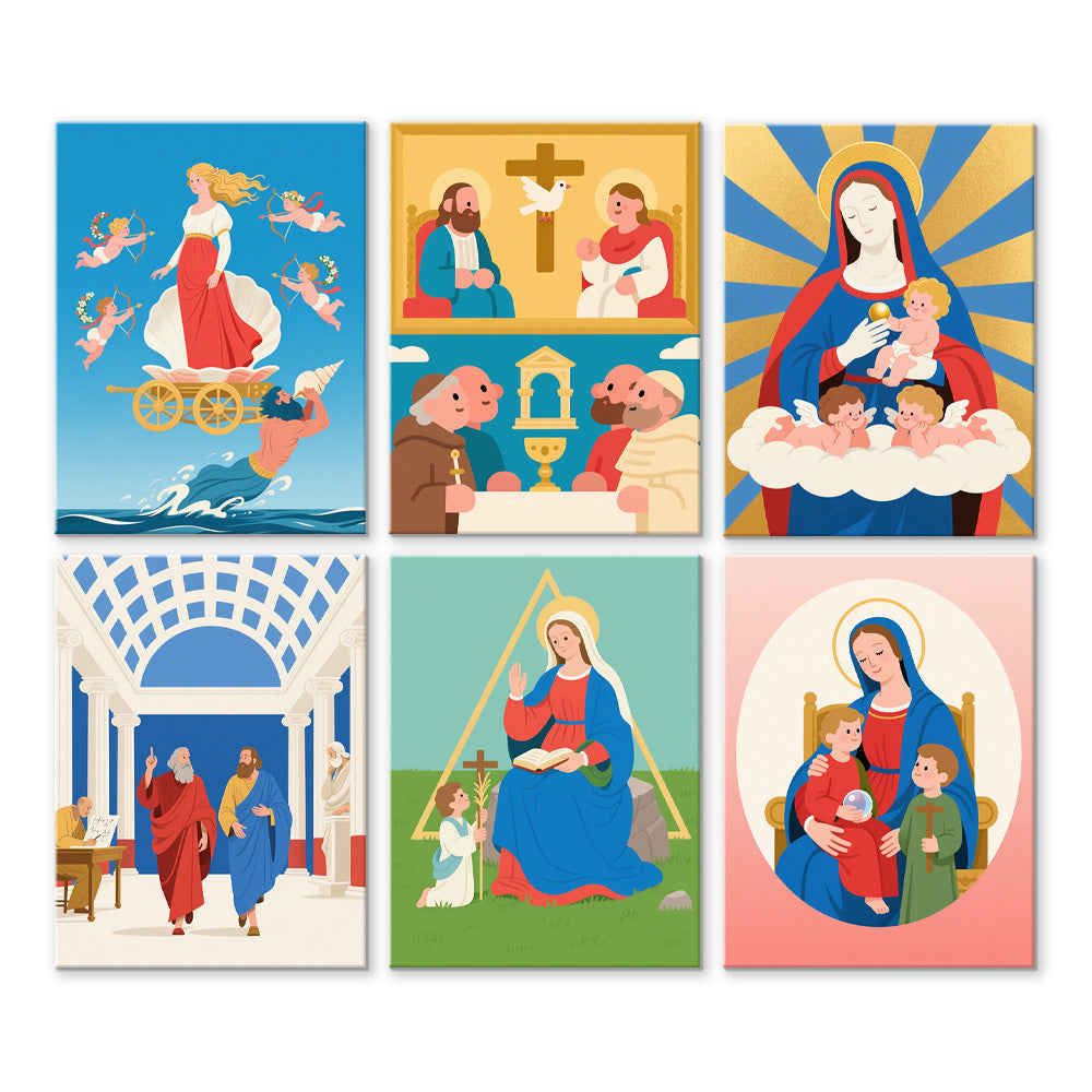 Christelijke Mythologie 6 Stuks Mini Schilderen op Nummers