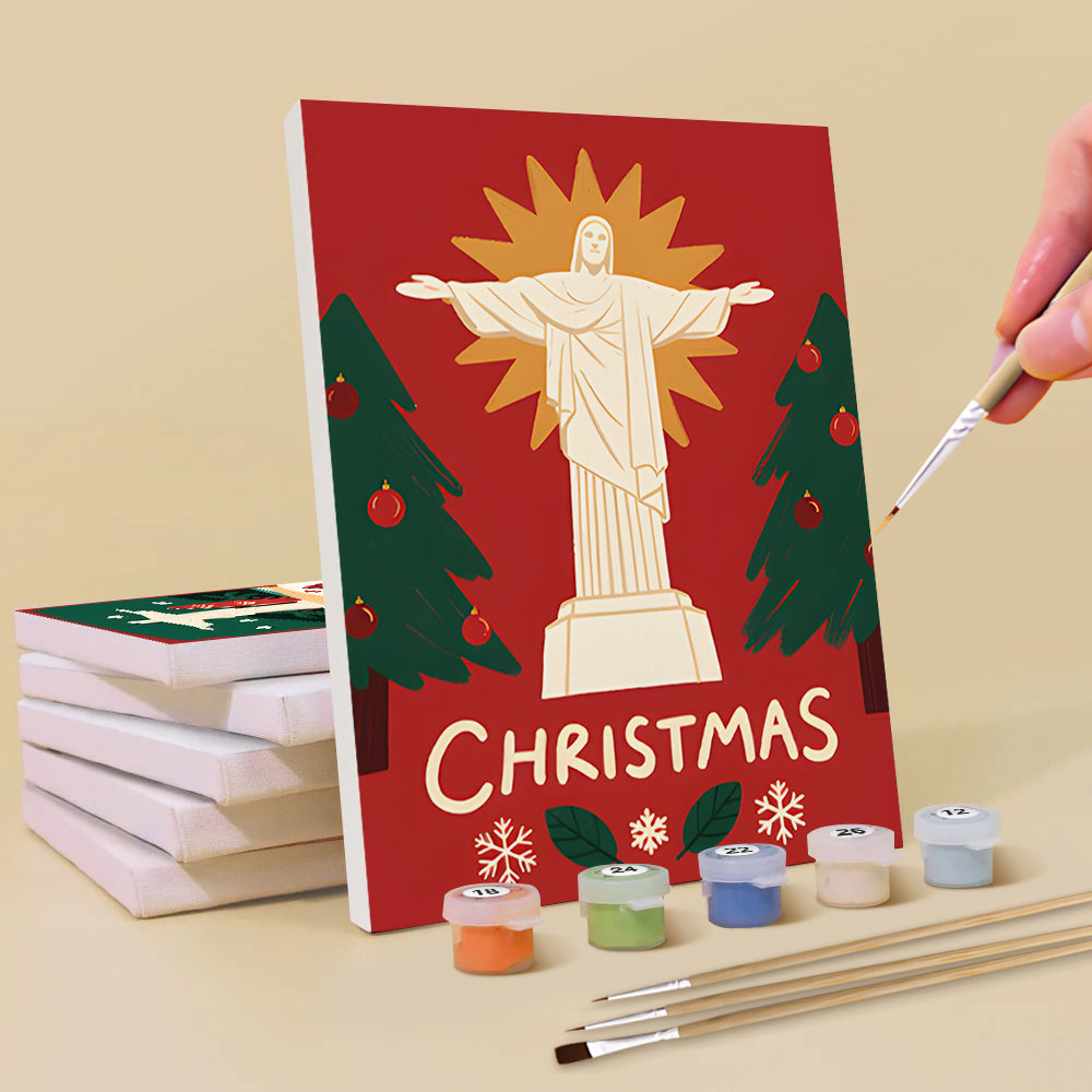 Christusbeeld met Kerstmis 6 Stuks Mini Schilderen op Nummers