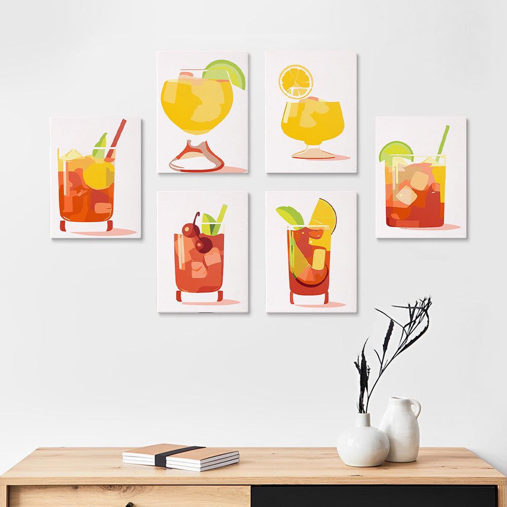 Citroencocktail met IJs 6 Stuks Mini Schilderen op Nummers