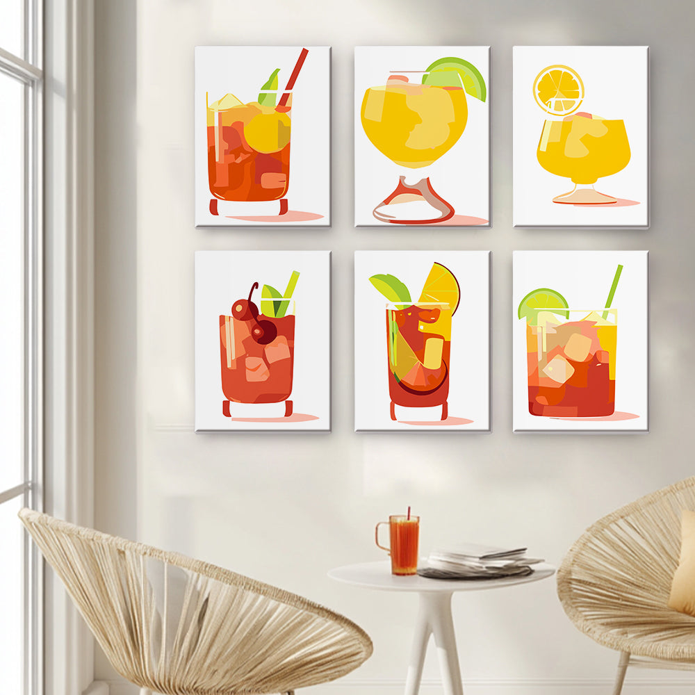 Citroencocktail met IJs 6 Stuks Mini Schilderen op Nummers