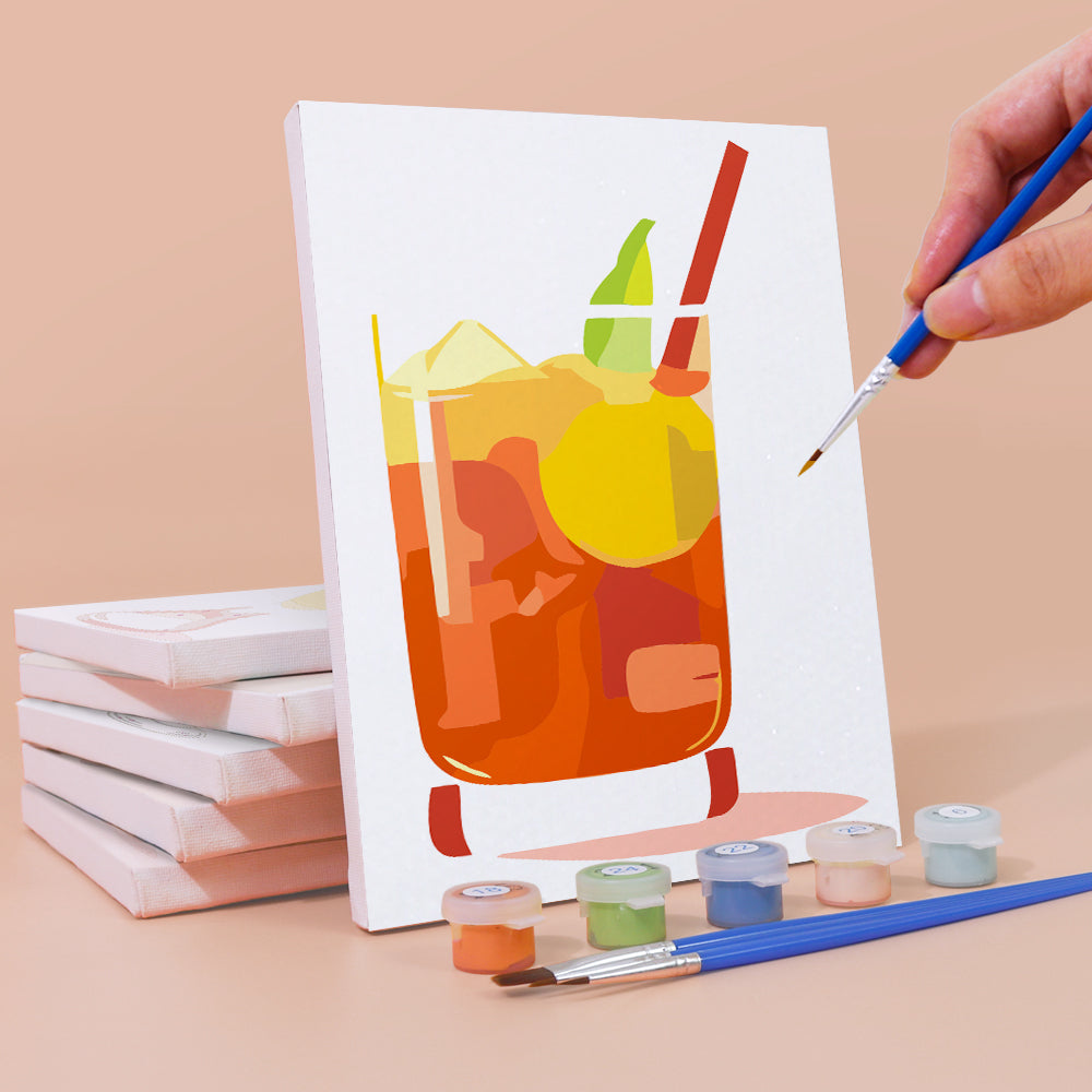 Citroencocktail met IJs 6 Stuks Mini Schilderen op Nummers