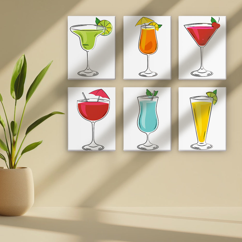 Cocktails met Verschillende Smaken 6 Stuks Mini Schilderen op Nummers