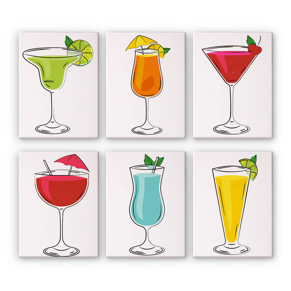 Cocktails met Verschillende Smaken 6 Stuks Mini Schilderen op Nummers