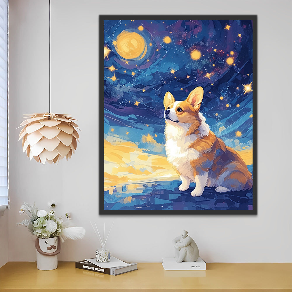 Corgi onder de Sterren Schilderen op Nummers