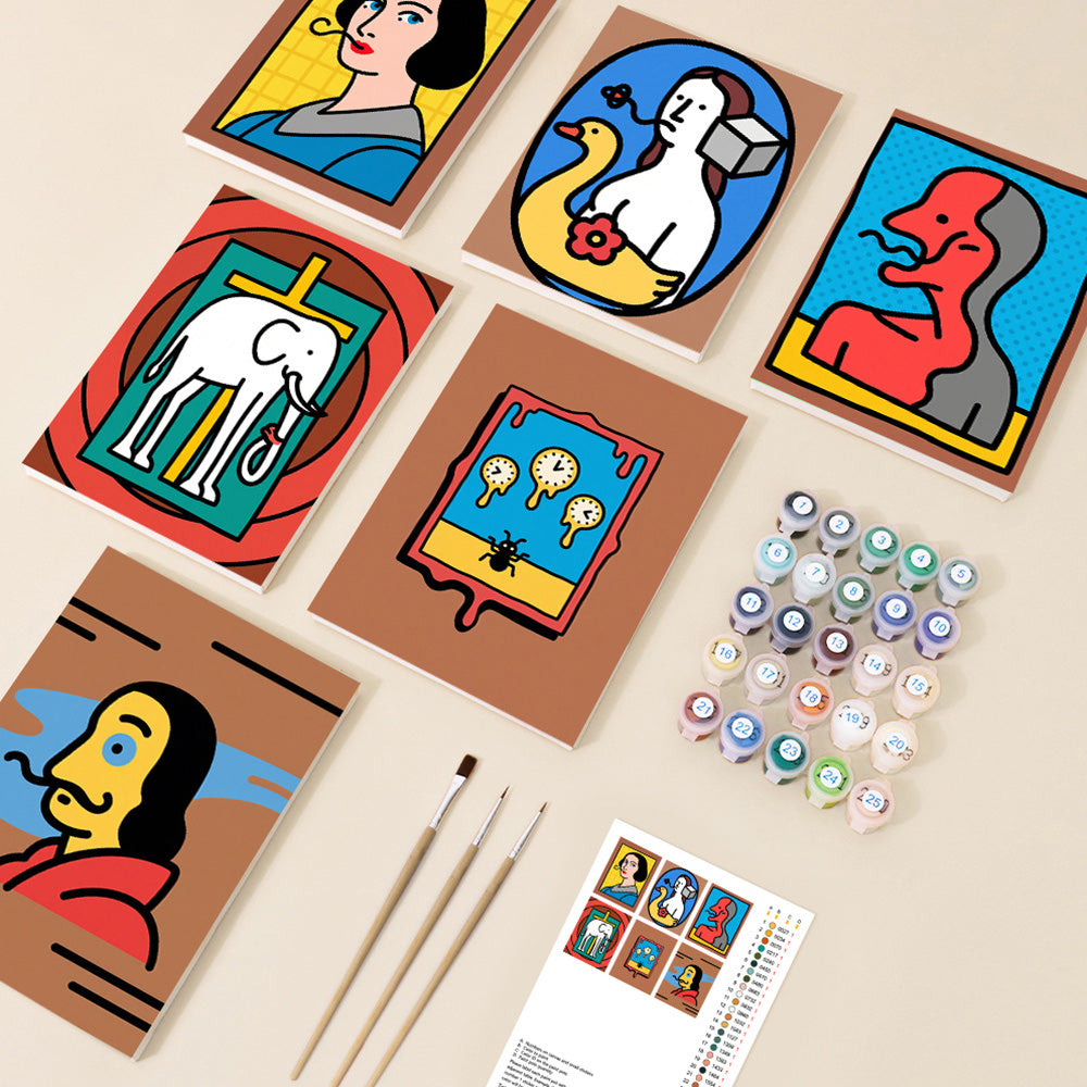 Dali’s Werken 6 Stuks Mini Schilderen op Nummers