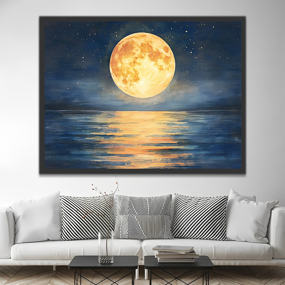 De Gouden Volle Maan boven de Zee Schilderen op Nummers