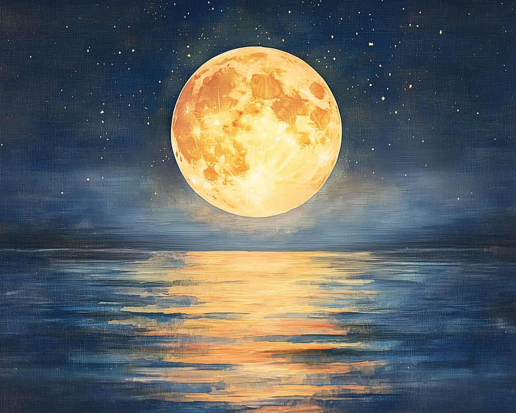 De Gouden Volle Maan boven de Zee Schilderen op Nummers