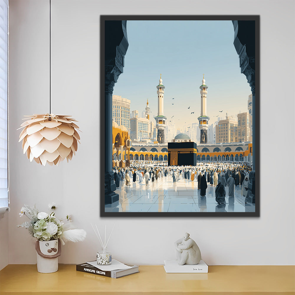 De Grote Moskee van Mekka is vol met Mensen Schilderen op Nummers