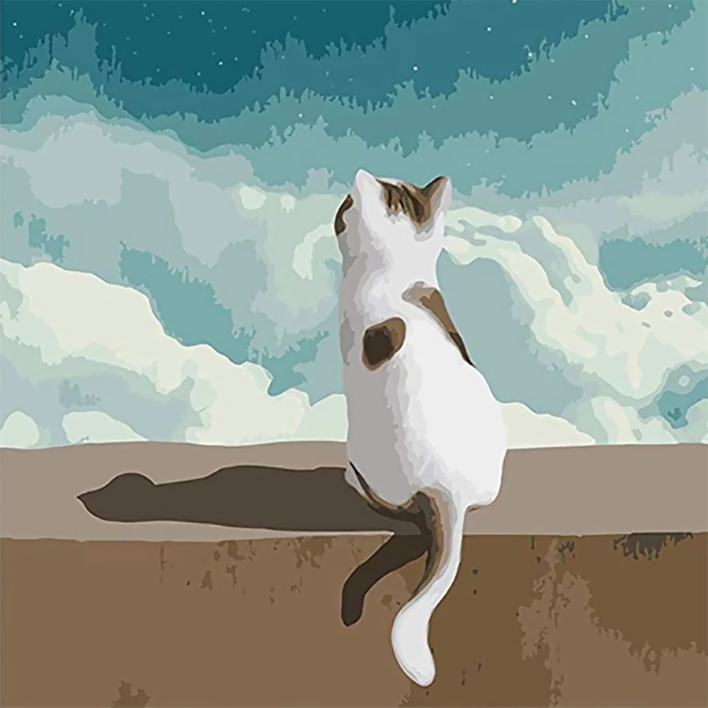 De Kat die naar de Hemel Kijkt Schilderen op Nummers