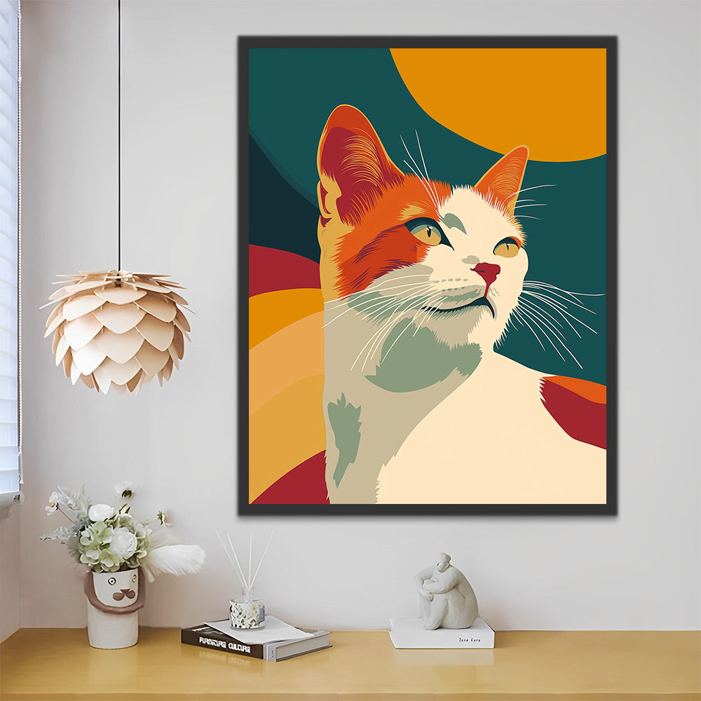 De Kat die Terugkeek Schilderen op Nummers