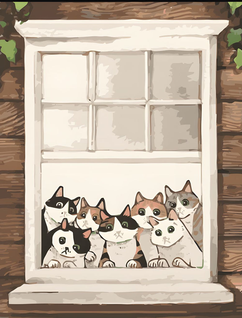 De Katten bij het Raam Schilderen op Nummers