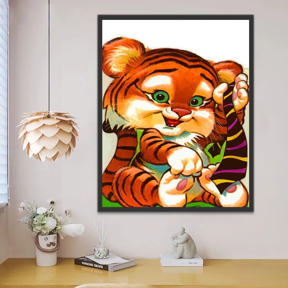 Dikke Tijger met Groene Ogen Schilderen op Nummers