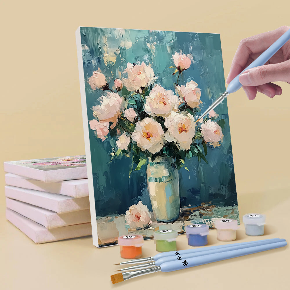 Diverse Bloemen in Verschillende Vazen 6 Stuks Mini Schilderen op Nummers