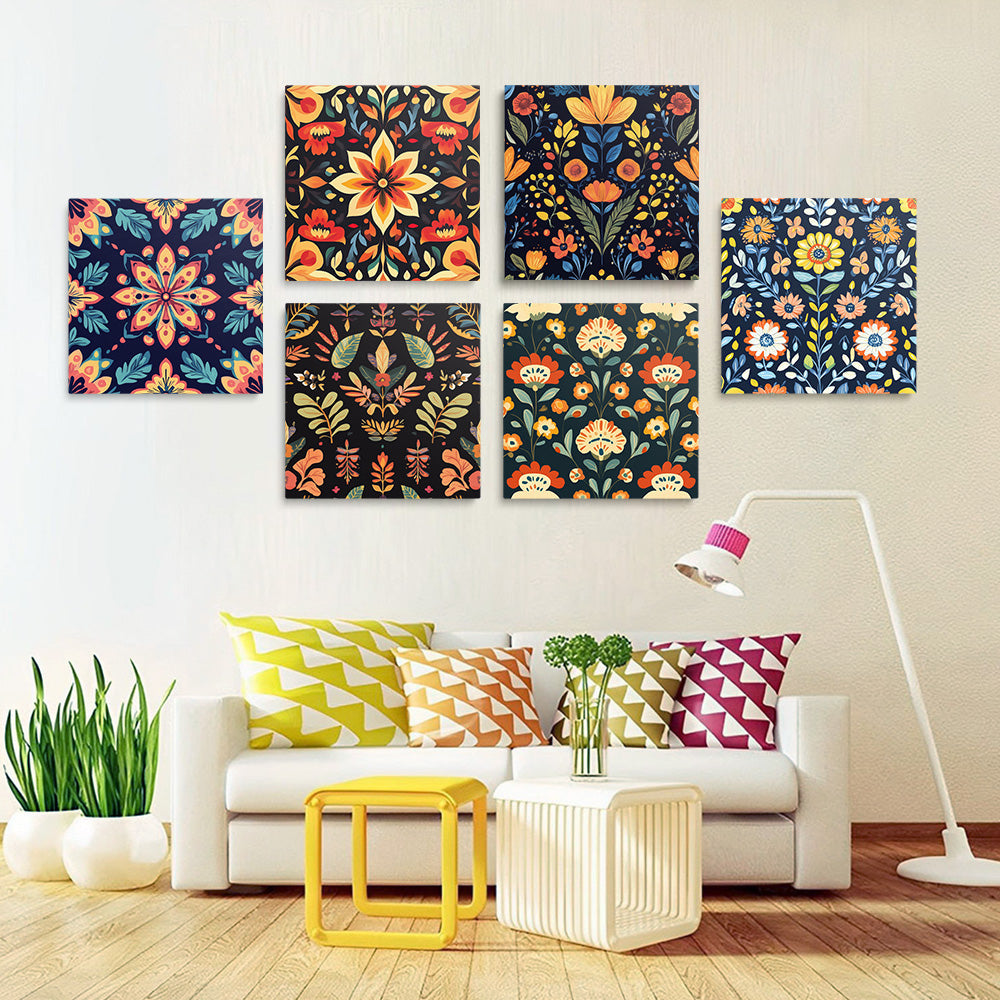 Diverse Wilde Bloemen 6 Stuks Mini Schilderen op Nummers