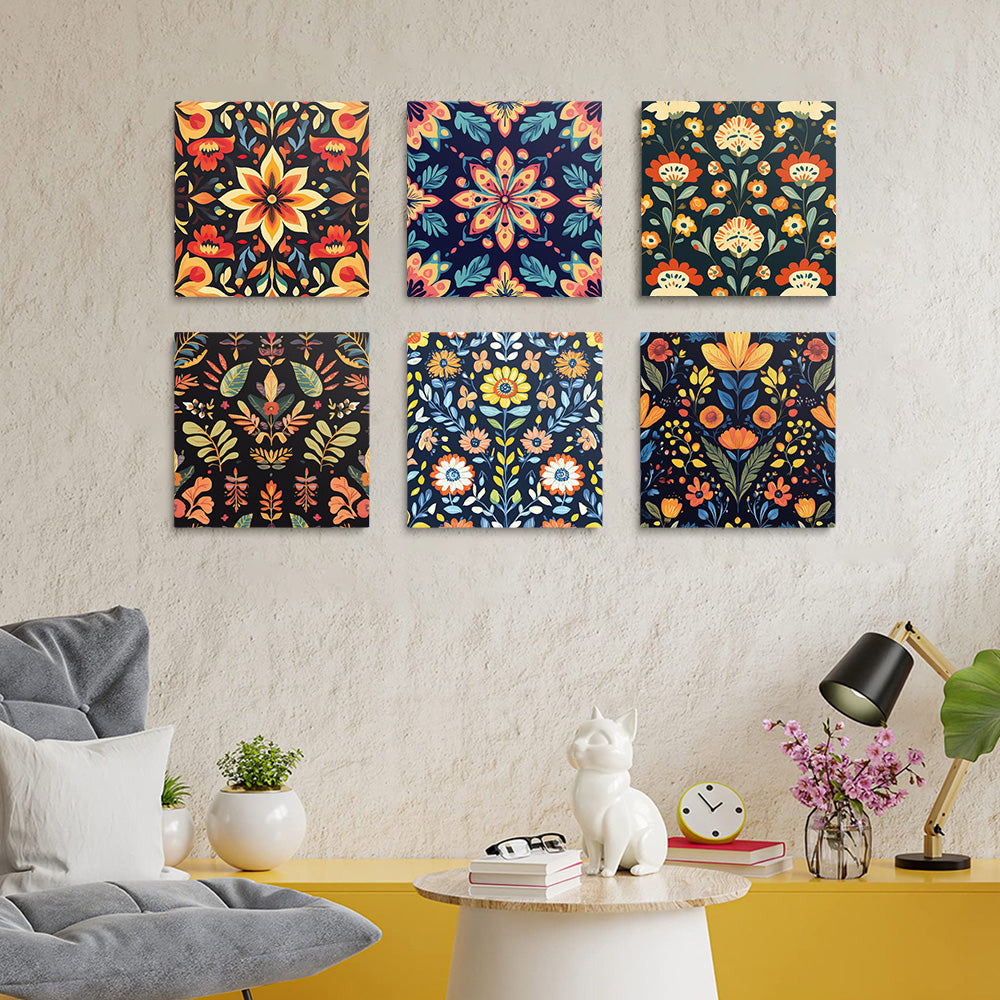 Diverse Wilde Bloemen 6 Stuks Mini Schilderen op Nummers