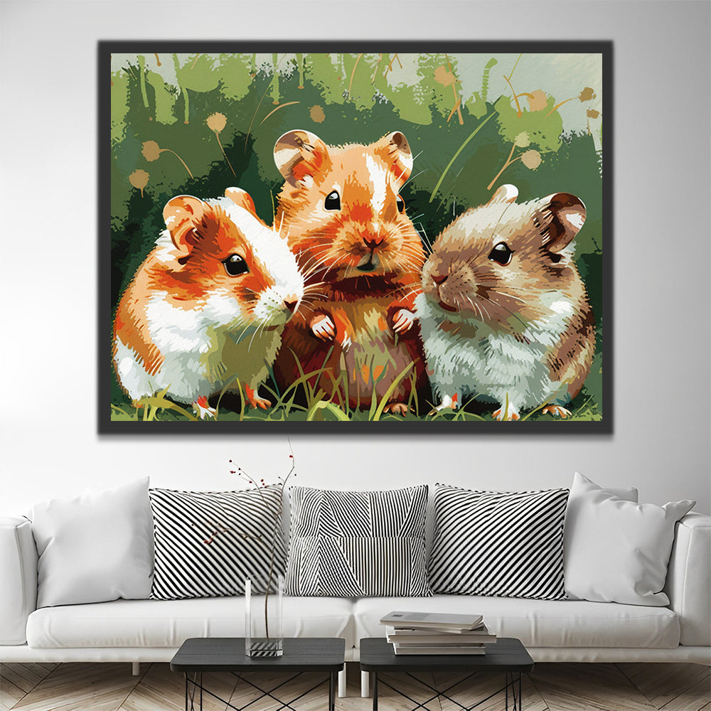 Drie kleine hamsters Schilderen op Nummers