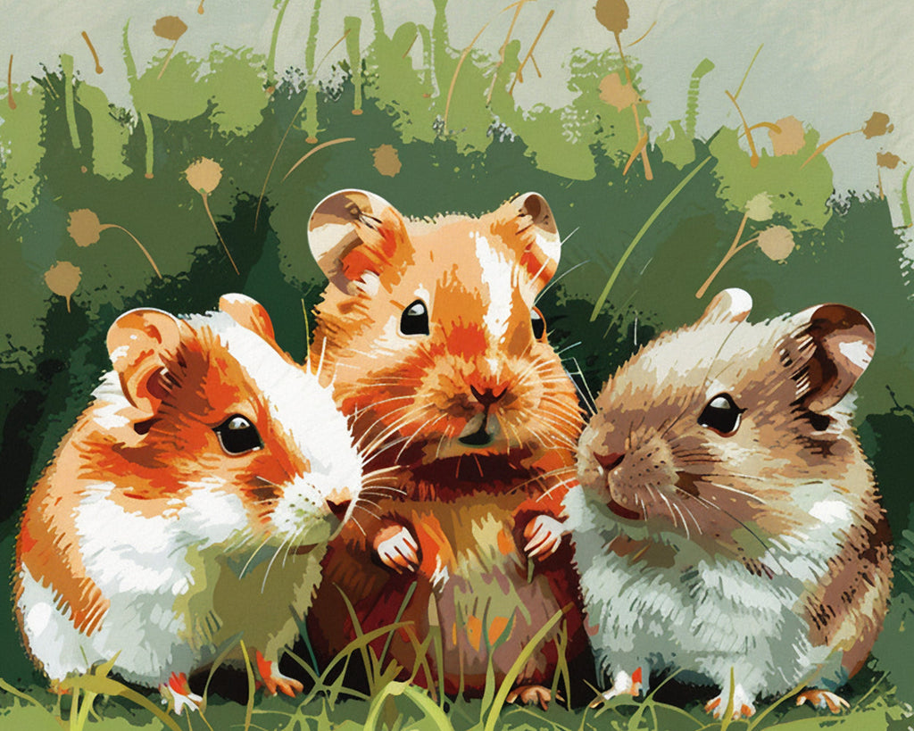 Drie kleine hamsters Schilderen op Nummers