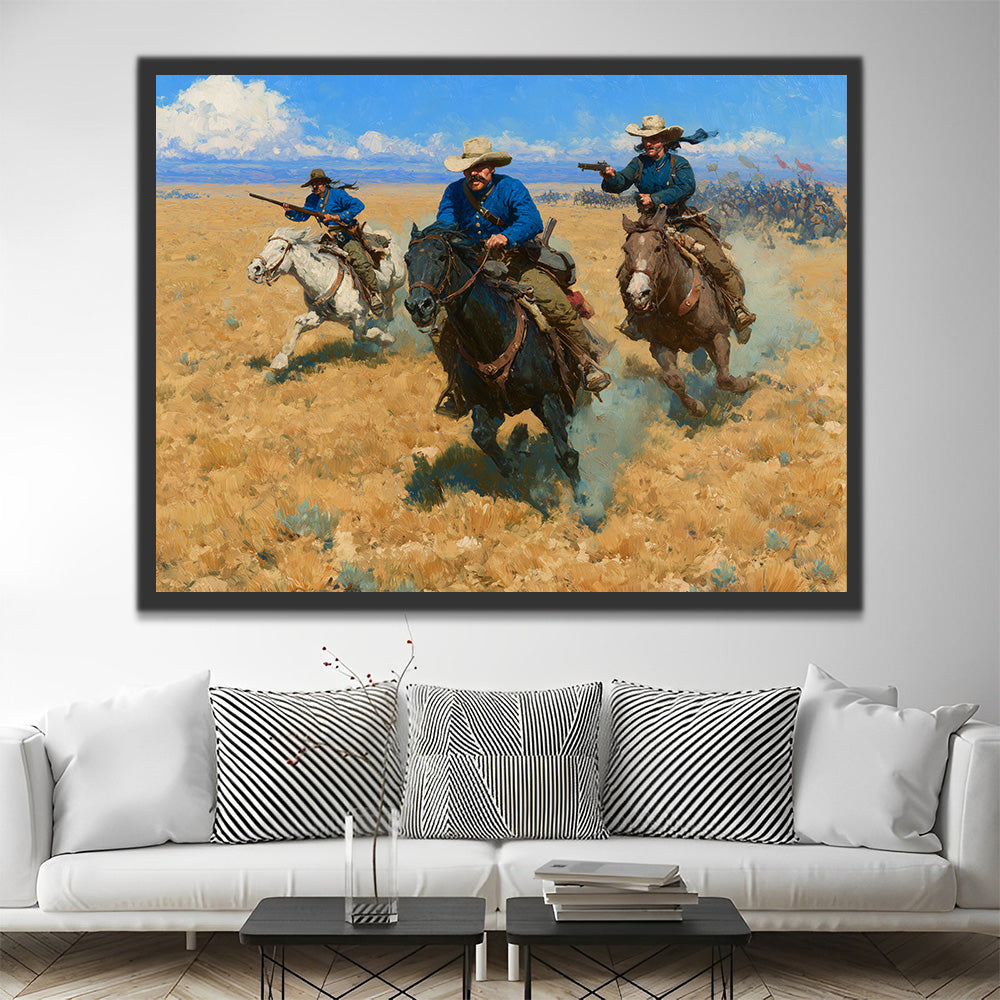 Drie Premiejagers te Paard Schilderen op Nummers