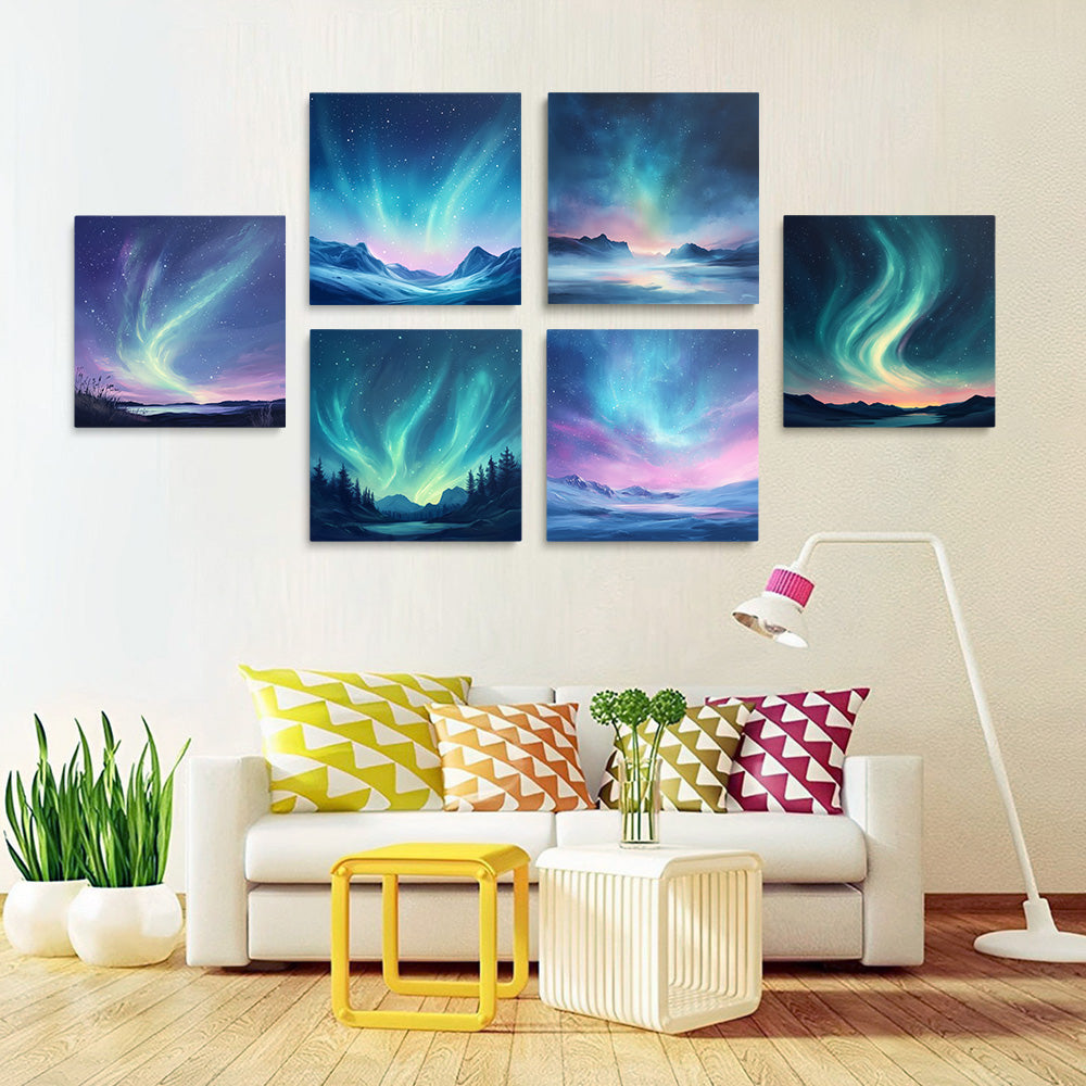 Dromerige Aurora 6 Stuks Mini Schilderen op Nummers