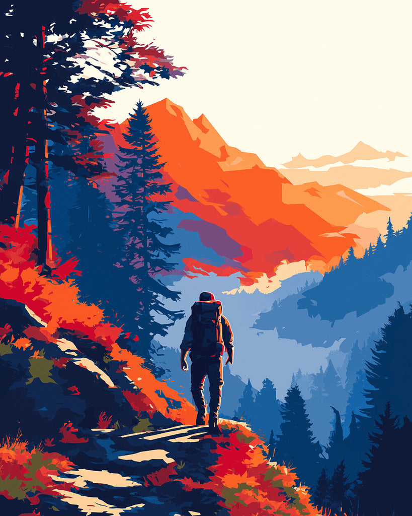 Een Backpacker in de Bergen Schilderen op Nummers