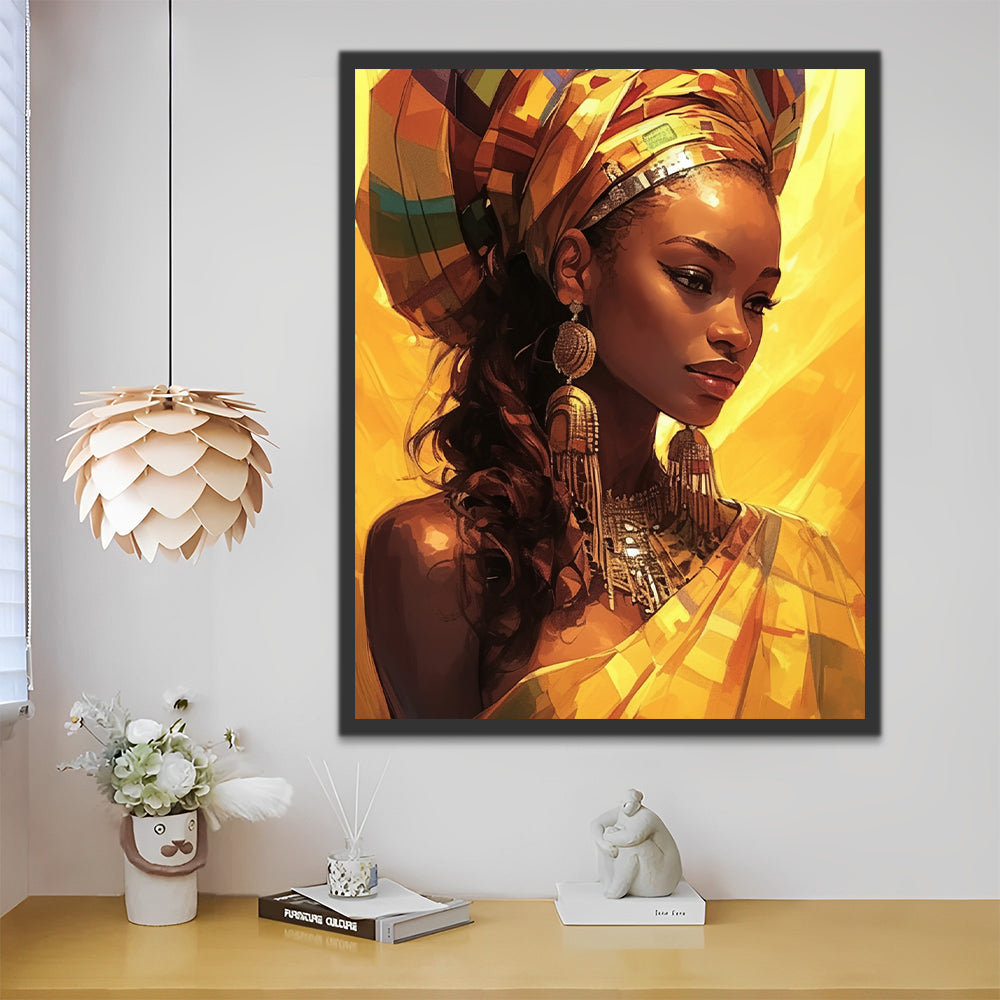 Een Charmante Afrikaanse Vrouw Schilderen op Nummers