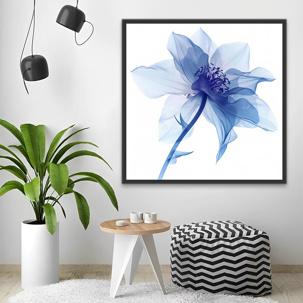 Een Elegante Blauwe Bloem Schilderen op Nummers