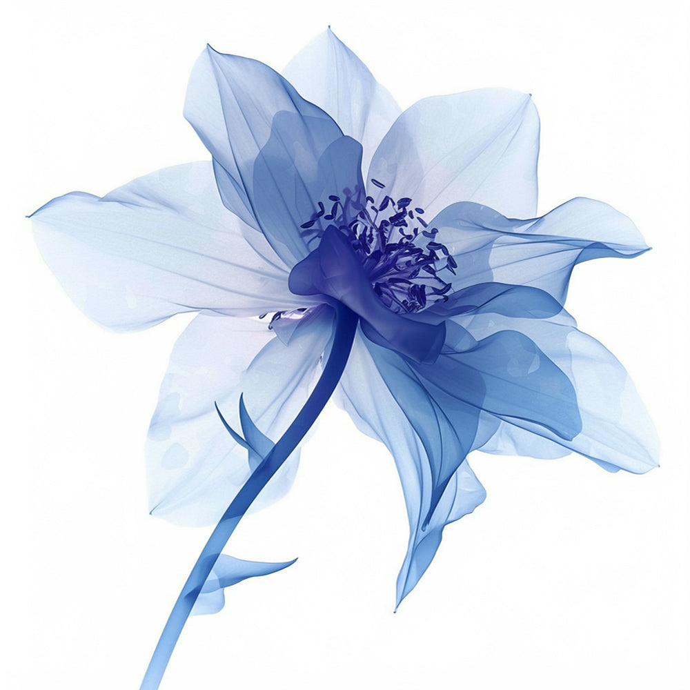 Een Elegante Blauwe Bloem Schilderen op Nummers