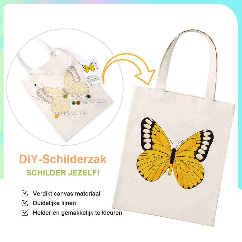 Een Gele Vlinder Canvas Tote Bag Schilderen op Nummers
