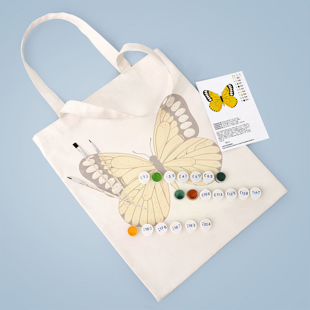 Een Gele Vlinder Canvas Tote Bag Schilderen op Nummers