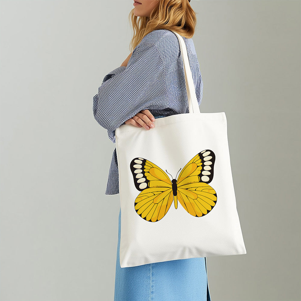Een Gele Vlinder Canvas Tote Bag Schilderen op Nummers