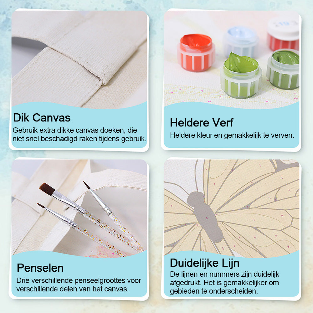 Een Gele Vlinder Canvas Tote Bag Schilderen op Nummers