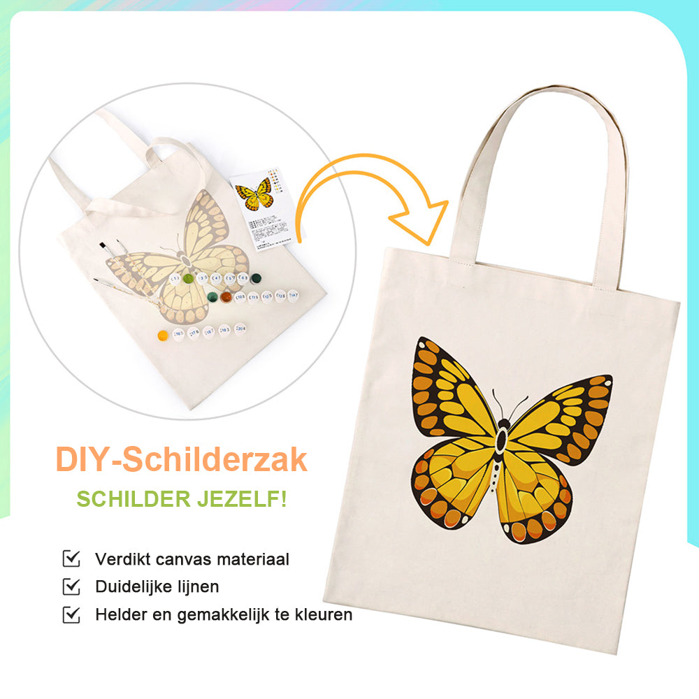 Een Gouden Vlinder Canvas Tote Bag Schilderen op Nummers