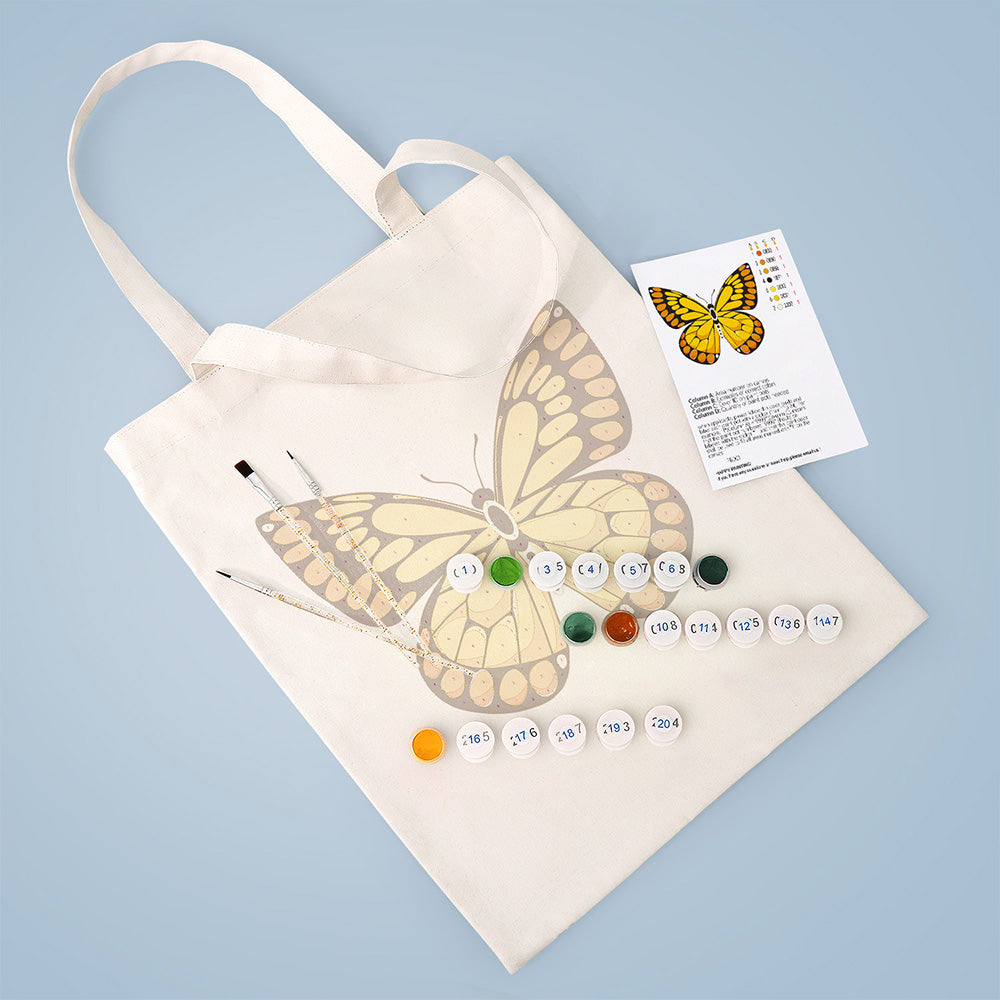 Een Gouden Vlinder Canvas Tote Bag Schilderen op Nummers