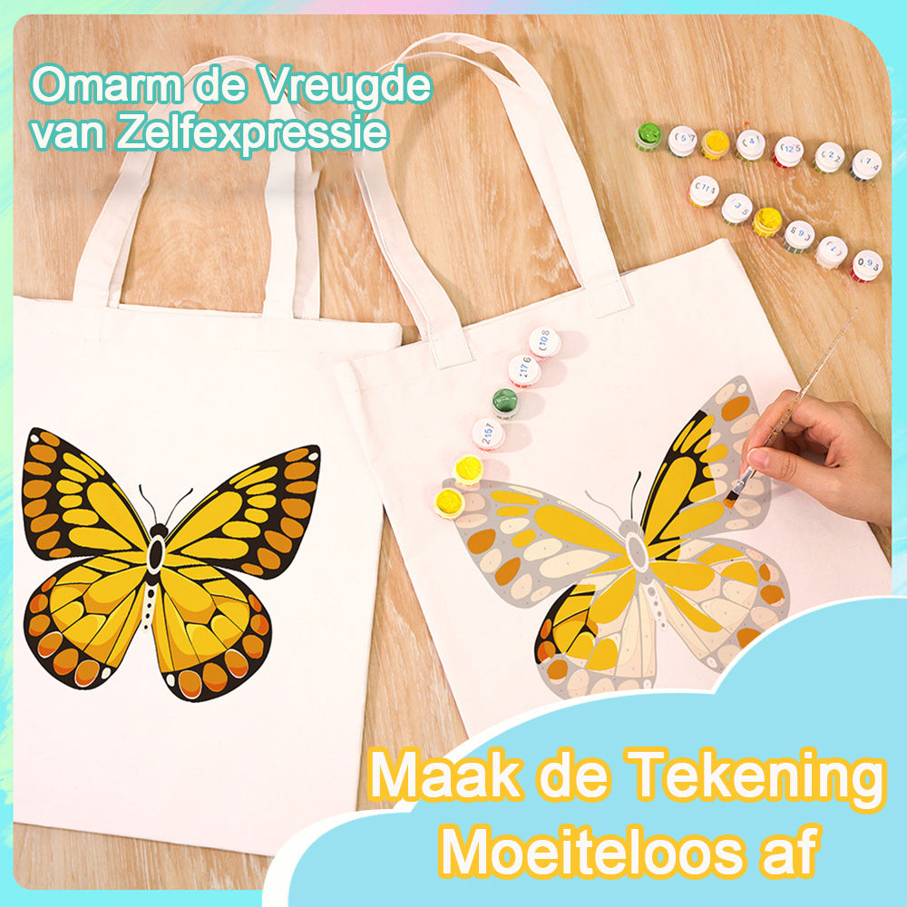 Een Gouden Vlinder Canvas Tote Bag Schilderen op Nummers