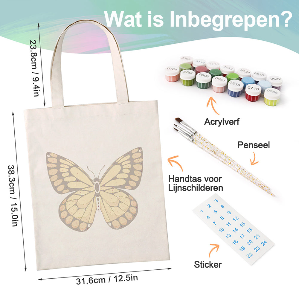 Een Gouden Vlinder Canvas Tote Bag Schilderen op Nummers