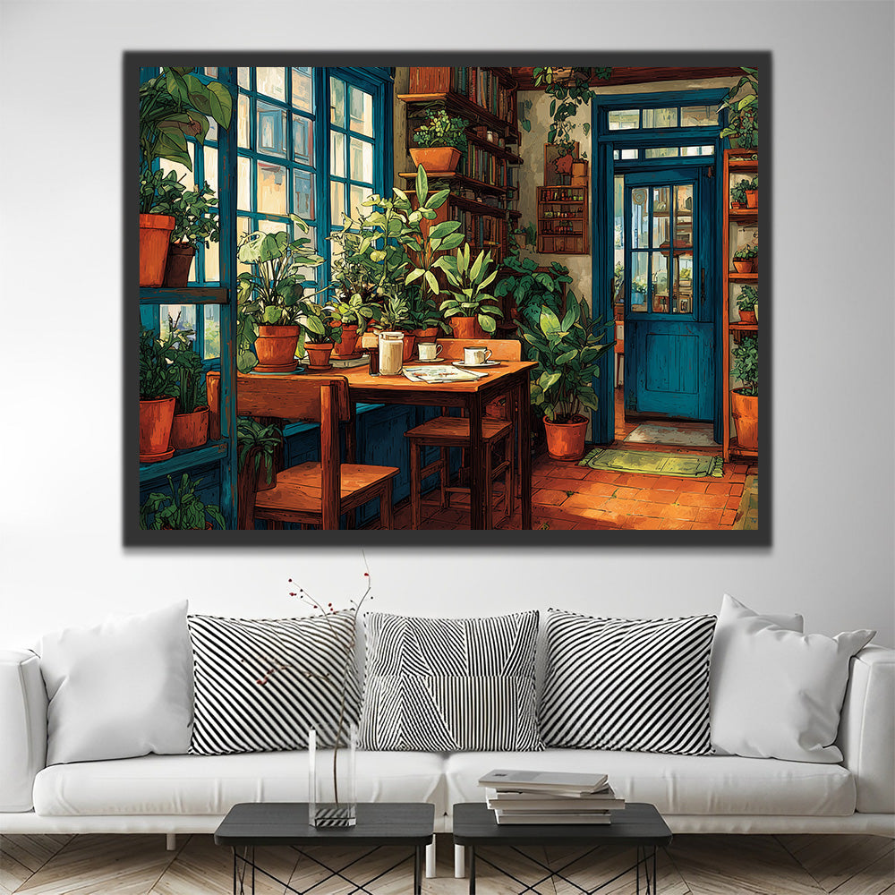 Een Kamer vol Groene Kamerplanten Schilderen op Nummers