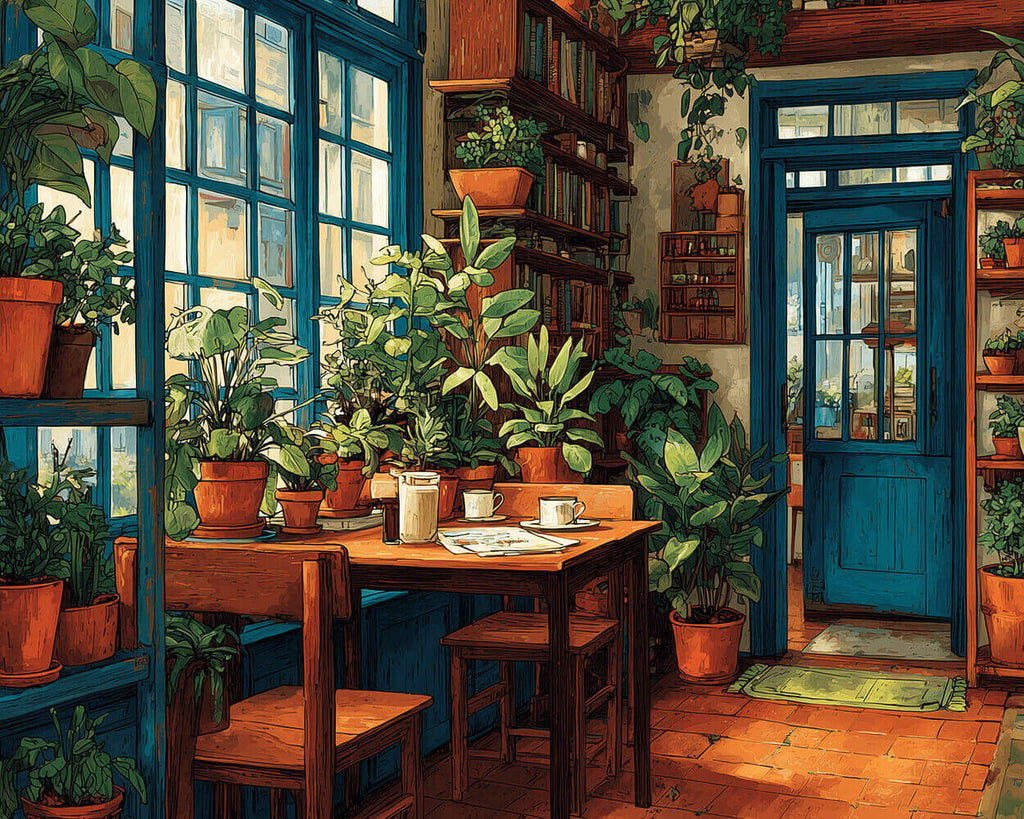 Een Kamer vol Groene Kamerplanten Schilderen op Nummers