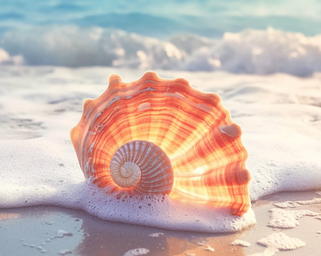 Een Kleurrijke Schelp op het Strand Schilderen op Nummers