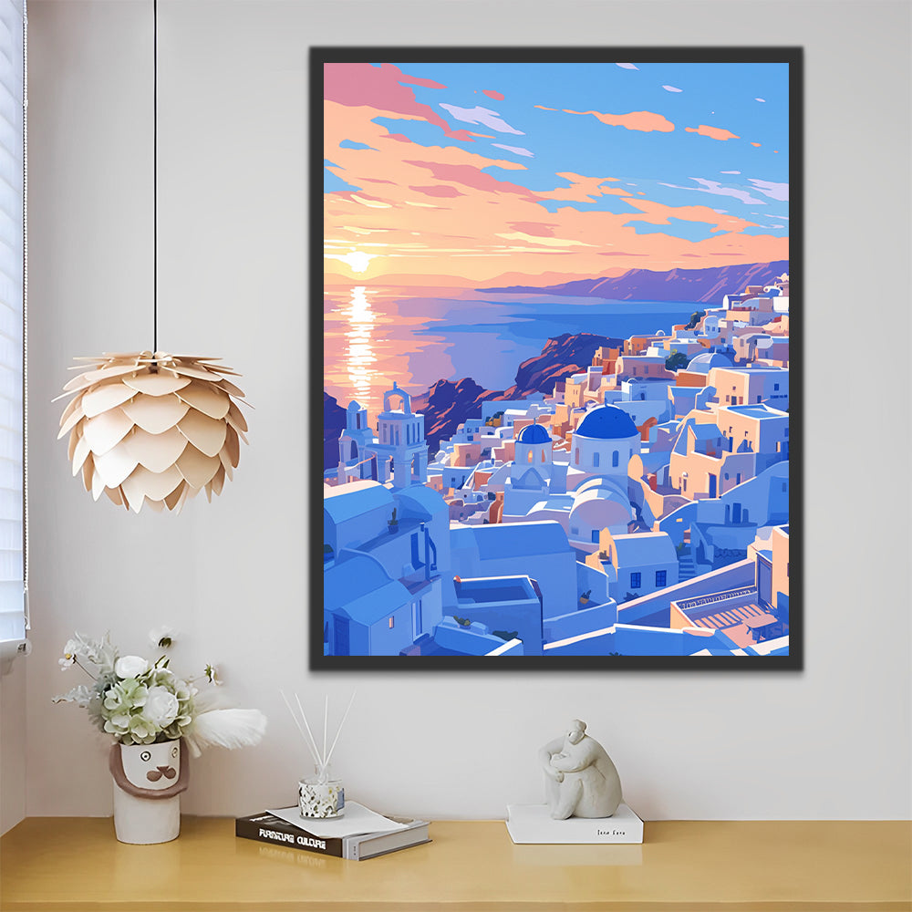 Een Kustplaats bij Zonsondergang Schilderen op Nummers