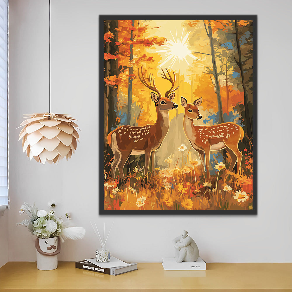 Een Paar Herten in het Bos Schilderen op Nummers