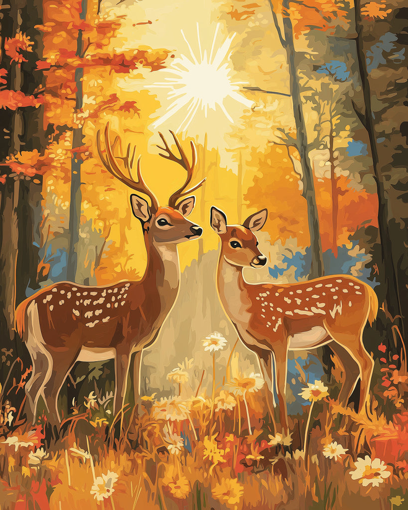 Een Paar Herten in het Bos Schilderen op Nummers