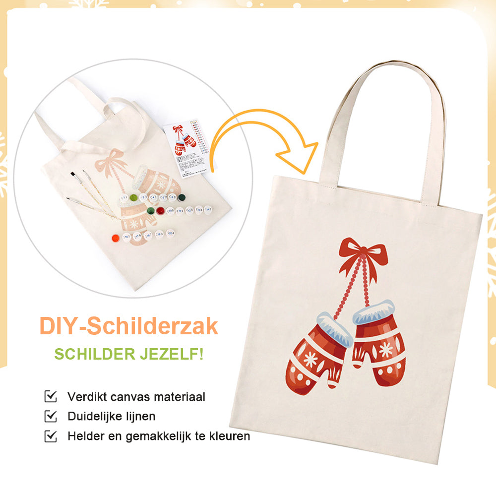 Een Paar Kersthandschoenen Canvas Tote Bag Schilderen op Nummers